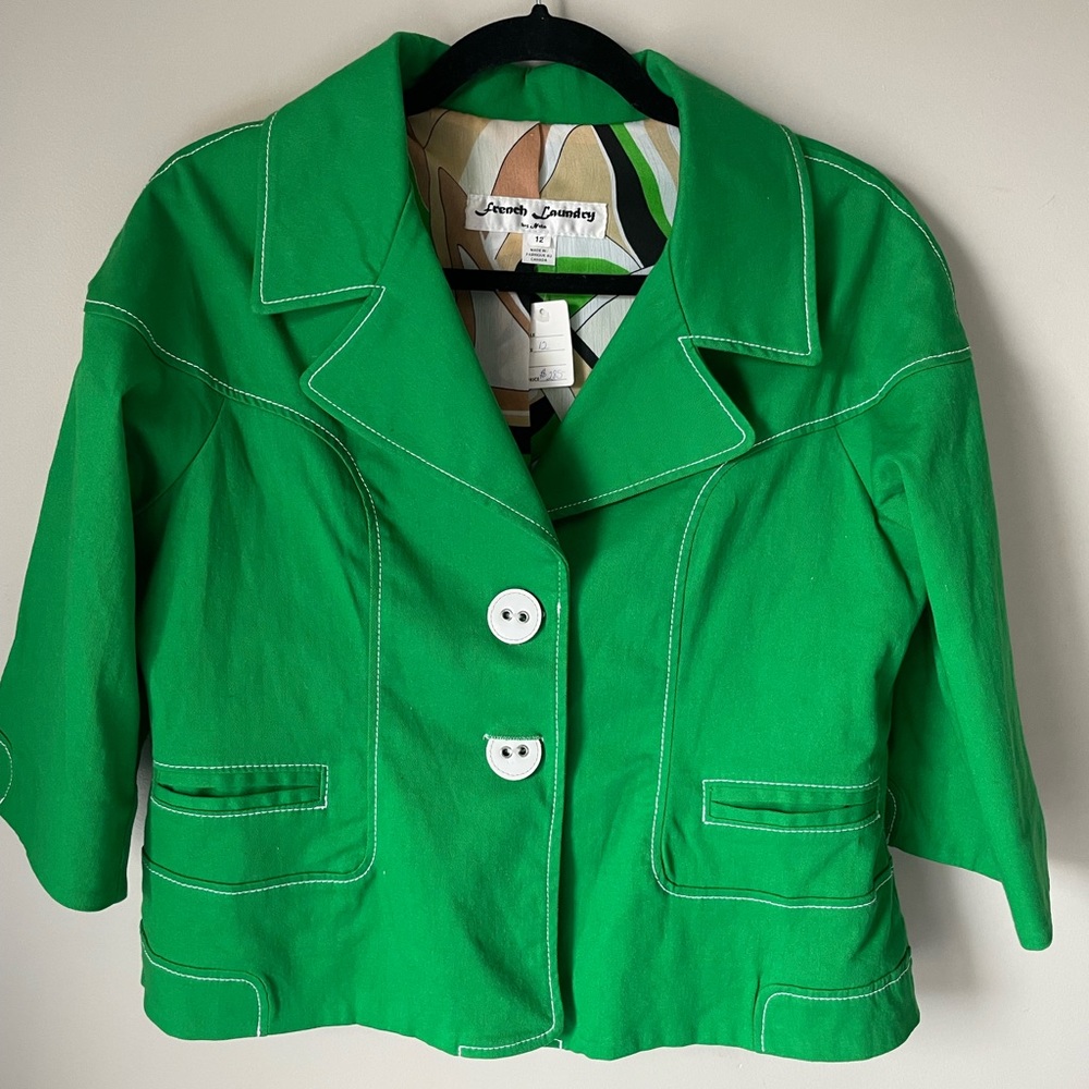 Bright green crop blazer